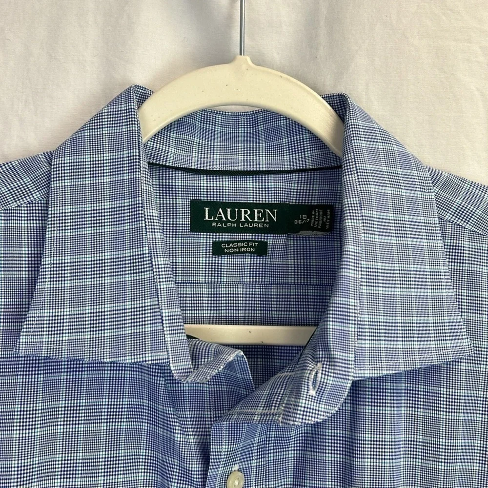 Lauren Ralph Lauren Men’s Checkered Button-Up Classic Fit Pocket Shirt 18 36/37